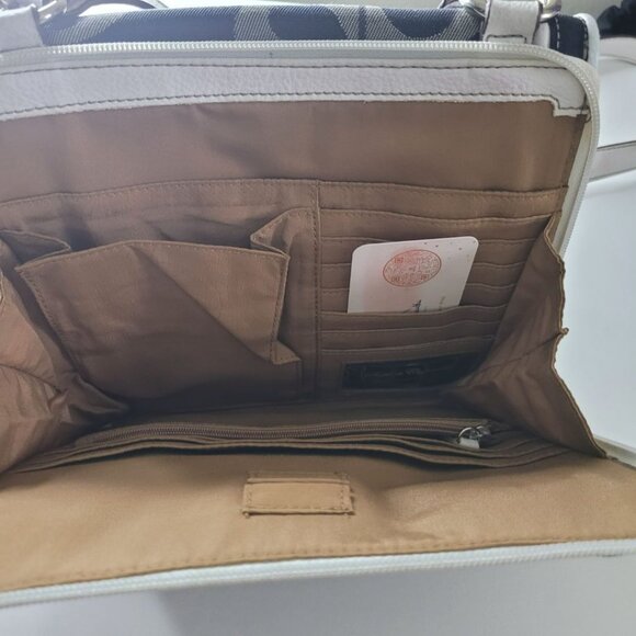 Sophia Caperelli Large Crossbody Shoulder Bag Blue White Pockets Magnet Purse - Picture 6 of 14